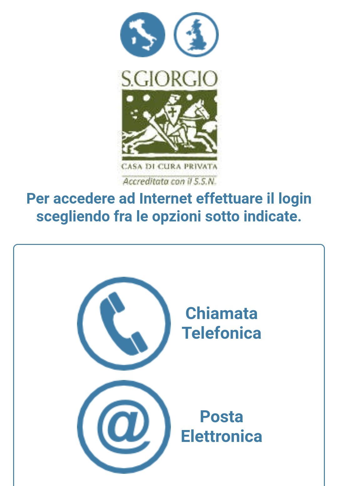 Pagina di scelta della modalità di registrazione