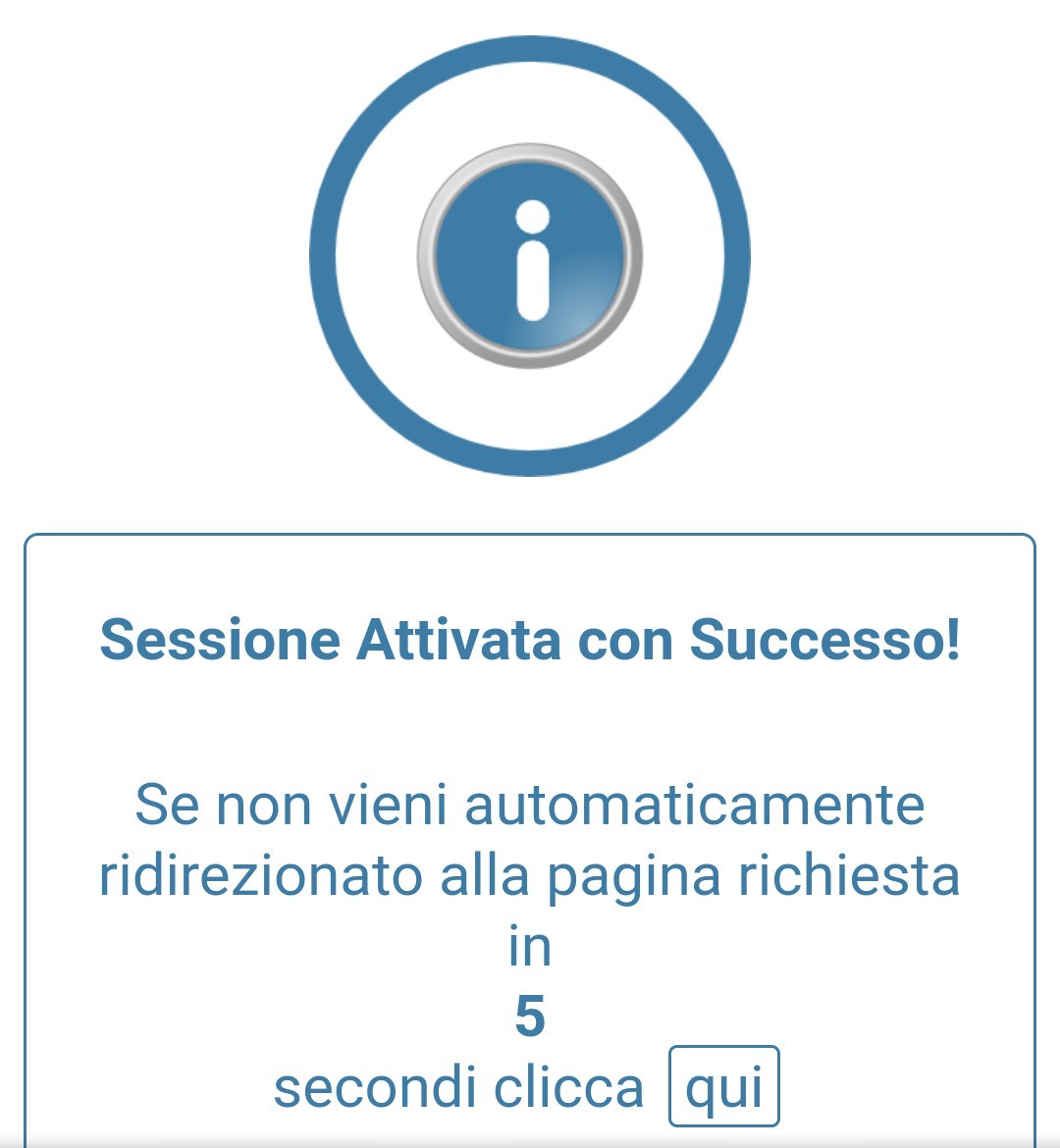 Pagina di conferma dell'attivazione