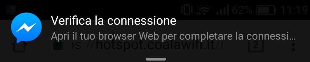 Notifica di accesso alla rete per degenti