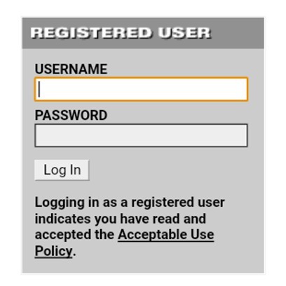 Pagina di autenticazione con nome utente e password